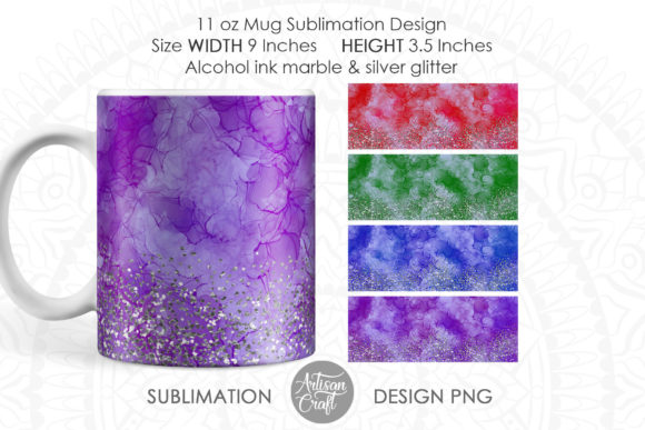 Mug Design With Alcohol Ink And Glitter Graphics