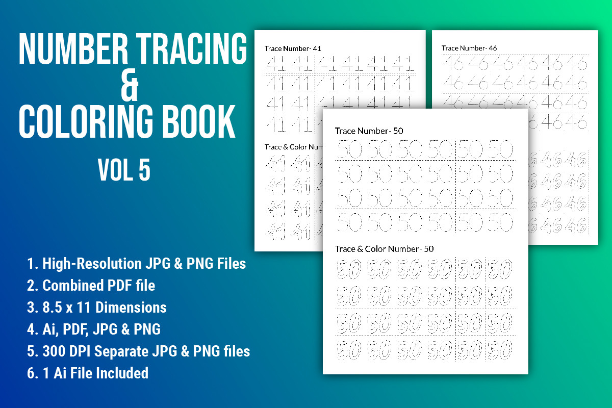 Number Tracing and Coloring Book Vol 5 Graphic by Creatohub · Creative ...