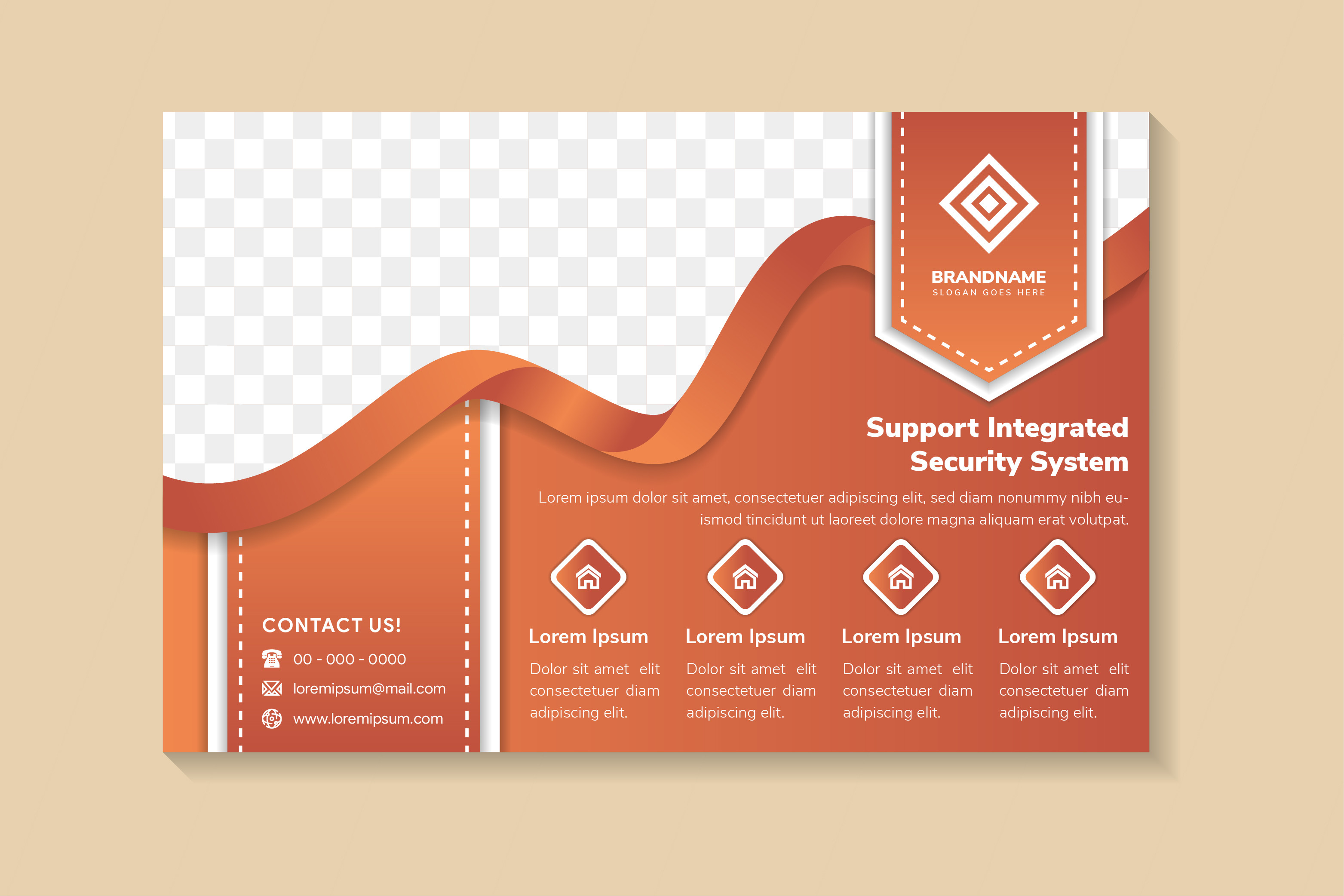 Security Wave Orange Horizontal Flyer Graphic by noory.shopper ...