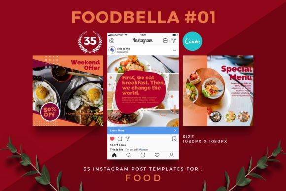 Preview of Foodbella One - Instagram Post Templates food social media design template