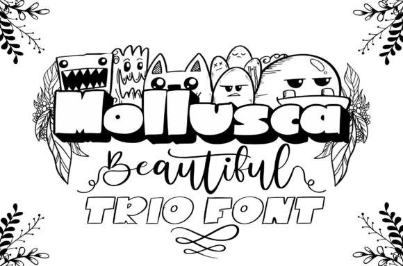 Mollusca Trio Font PNG with transparent background - Preview 2