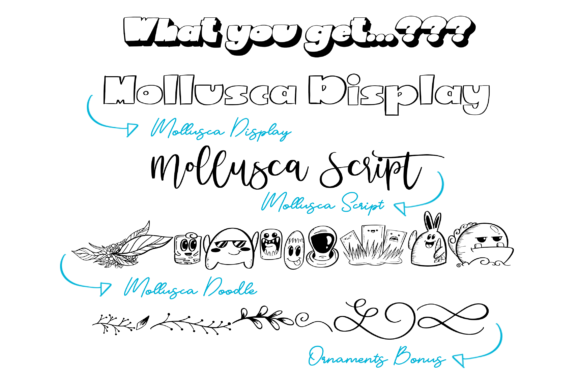 Mollusca Trio Font PNG with transparent background - Preview 3