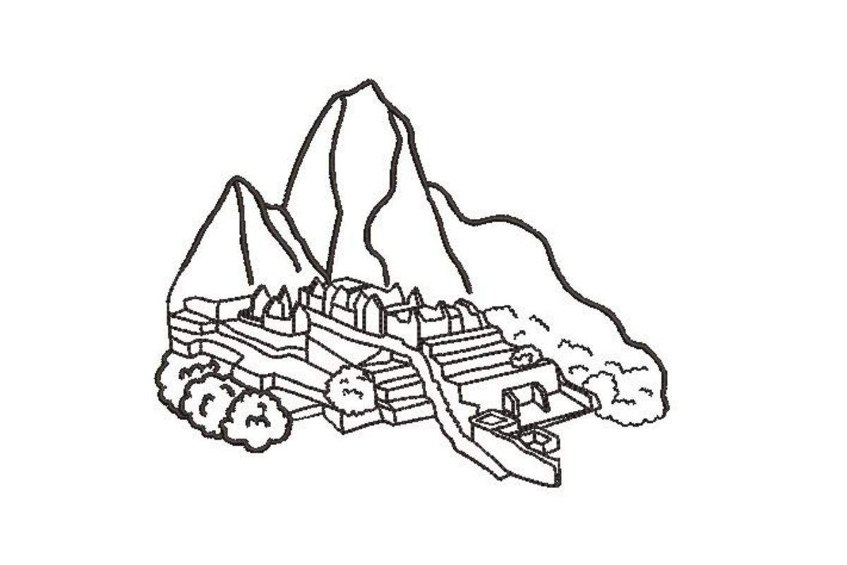 World Landmark Coloring Design Machu Picchu