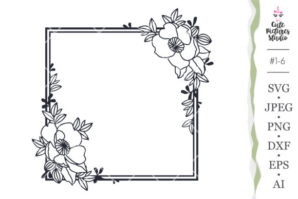 Square Wedding Floral Monogram Frame Svg Graphics