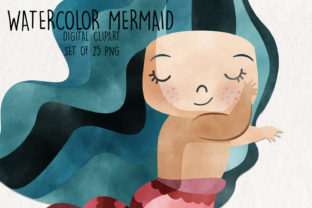 Watercolor Mermaid Clipart | Set of 25 Graphic by Notturno Digital ...