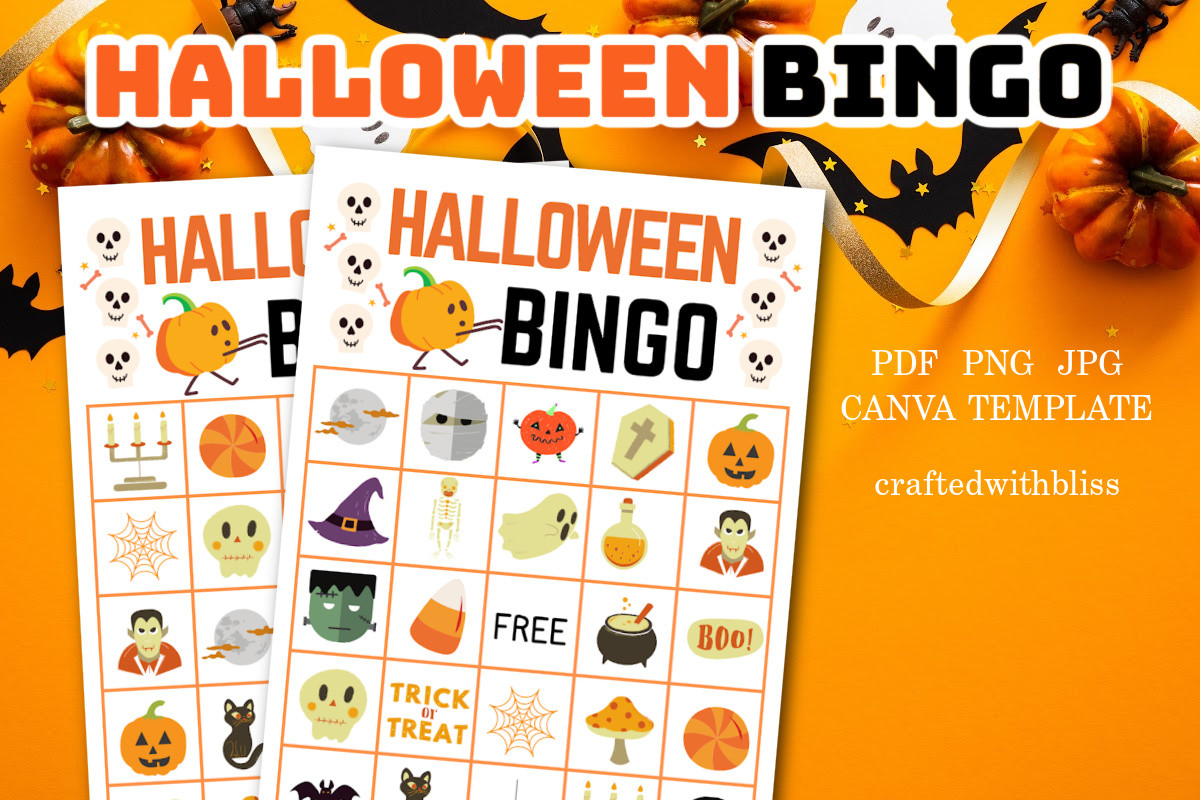 Halloween BINGO Game for Kids (20 Cards)
