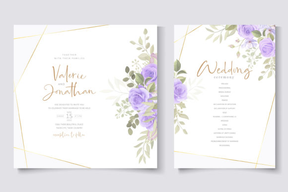 Soft Floral and Leaves Wedding Card Graphic Print Templates By CLton Studio Graphic