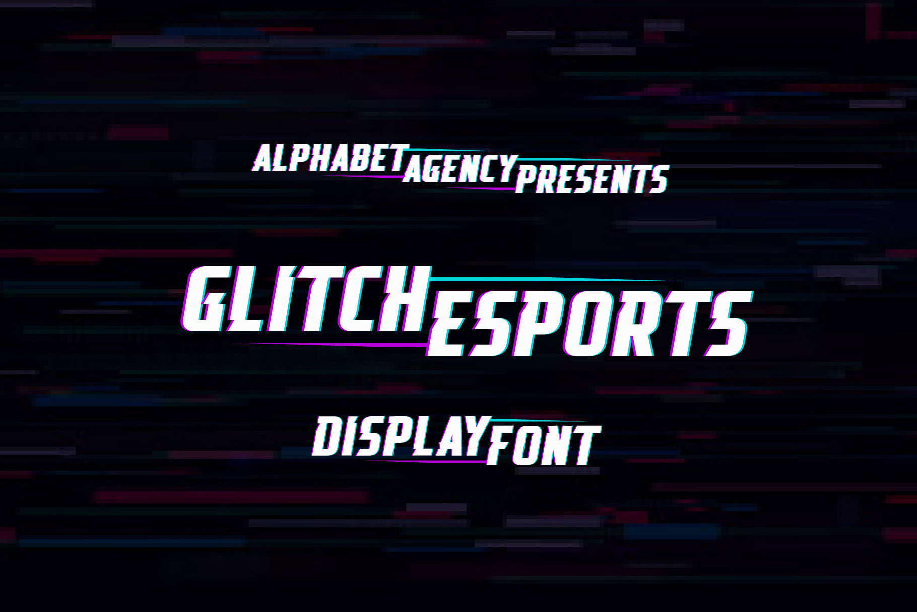 Glitch Esports font preview with a glitch effect style