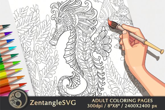 Seahorse Coloring Page for Adults & Kids