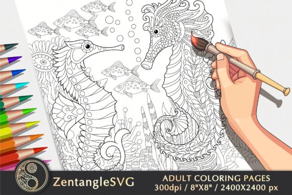 Seahorse Coloring Page for Adults & Kids