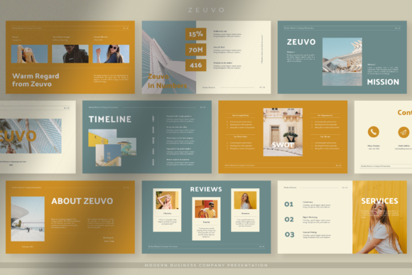 Preview of Zeuvo - Business Company Powerpoint business report presentation template