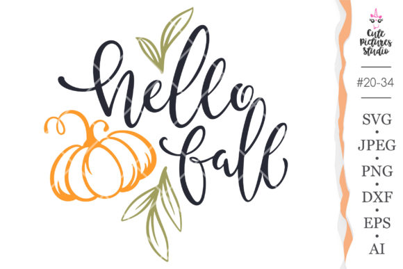 Hello Fall Phrase Svg Cricut Cut File Graphics