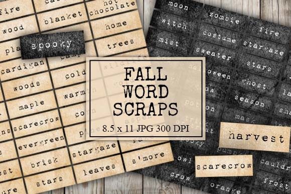 Seasonal Fall Word Scraps and Stickers