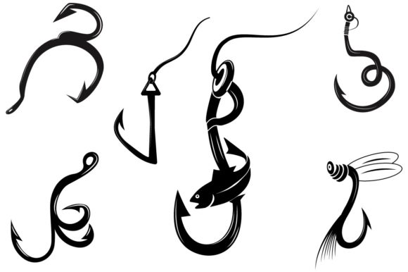 Fish Hook SVG Vector Silhouette Graphic by artgraph  Creative Fabrica