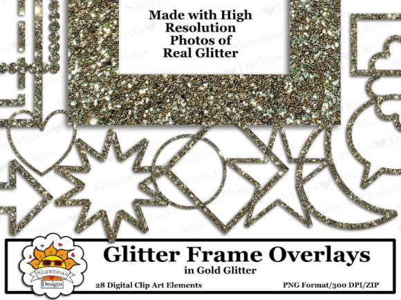 Gold Glitter Frame Overlays Elements