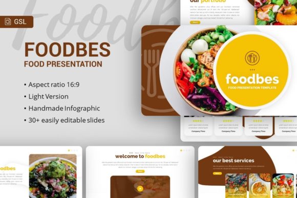 Preview of Google Slides Template - Foodbes food presentation template