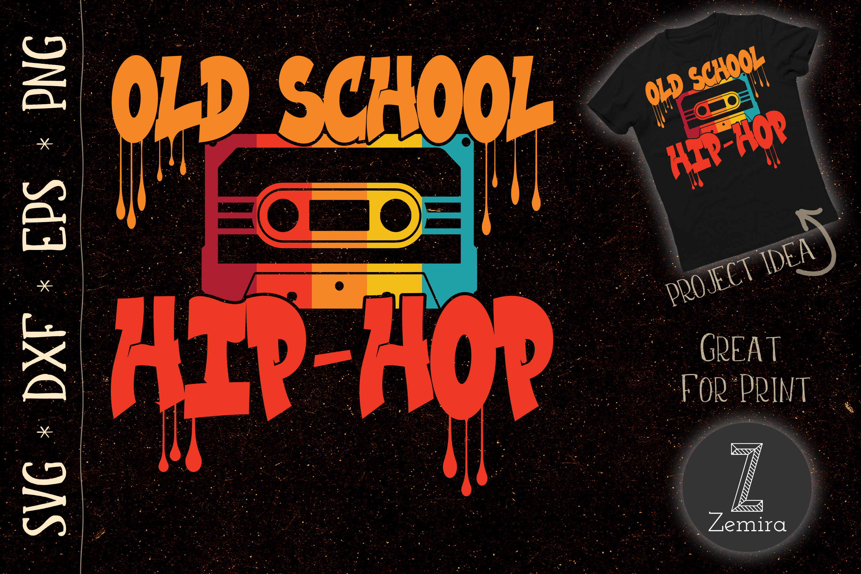 Hip Hop 80s 90s Graffiti Cassette Retro Graphic by Zemira
