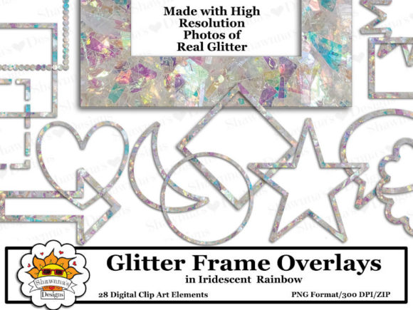Rainbow Glitter Frame Overlays Elements