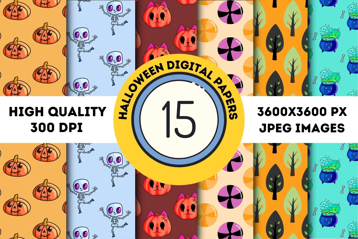 Halloween Digital Paper Patterns Designs Graphic by Hassas Arts ...
