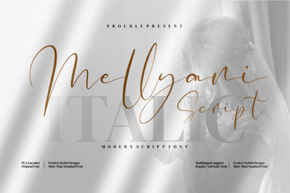 Mellyani Script Font PNG with transparent background - Preview 1
