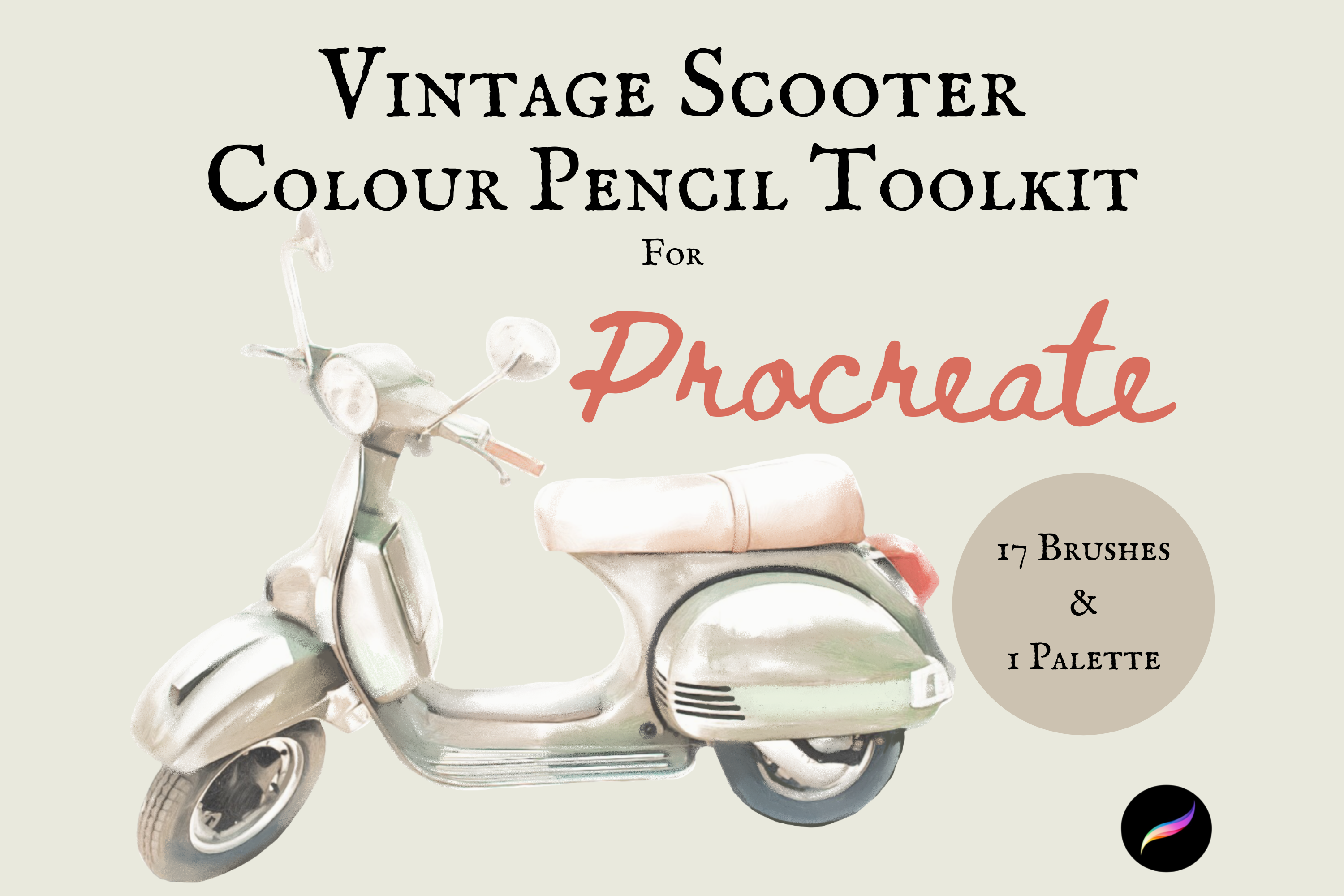 Vintage Scooter Procreate- Colour Pencil - photo 1