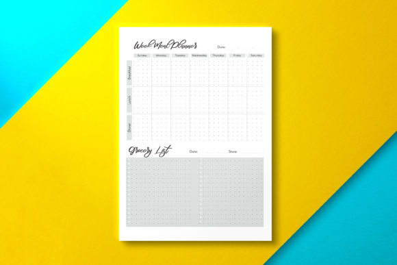 Canva Weekly Meal Planner KDP Gray