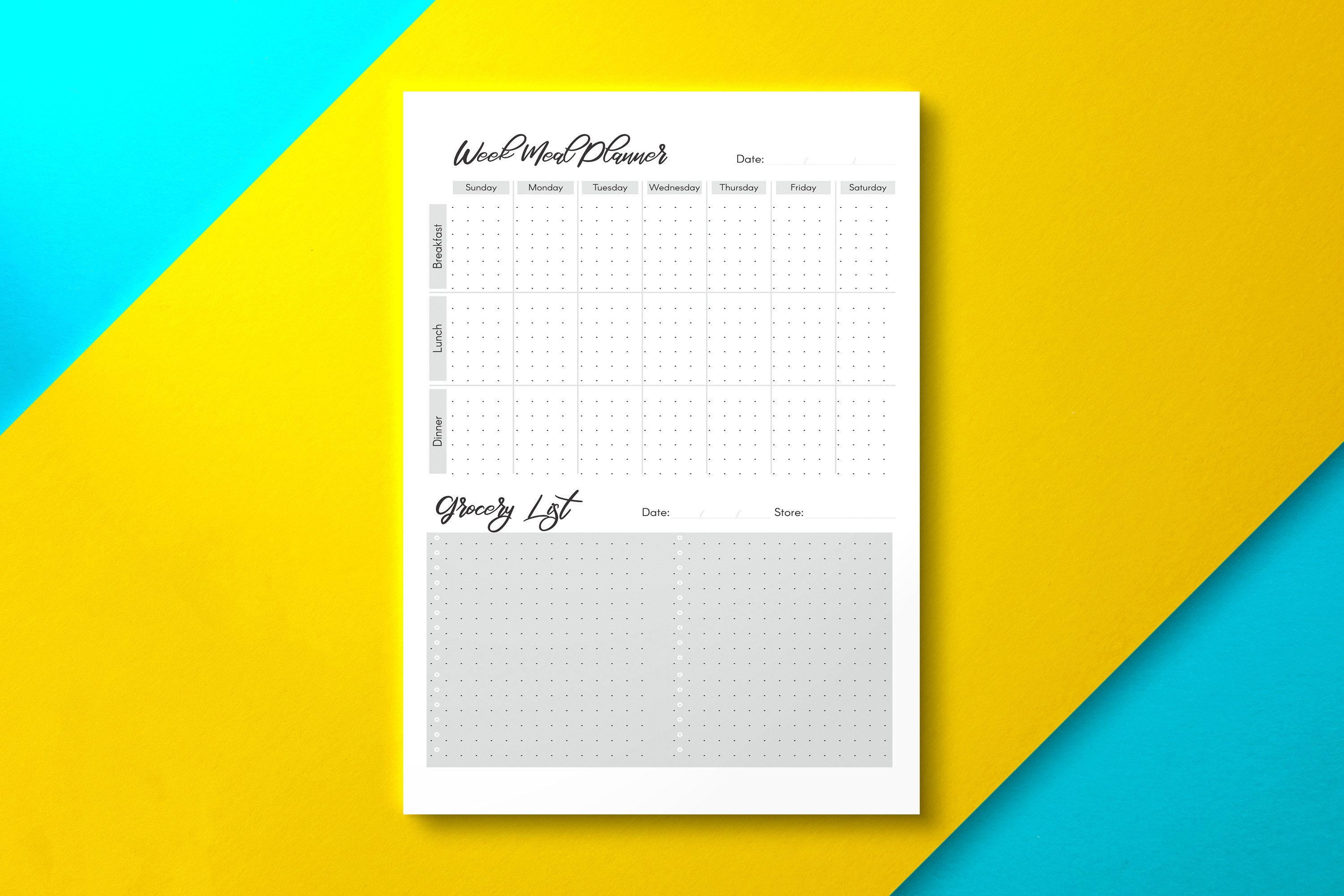 Canva Weekly Meal Planner KDP Gray