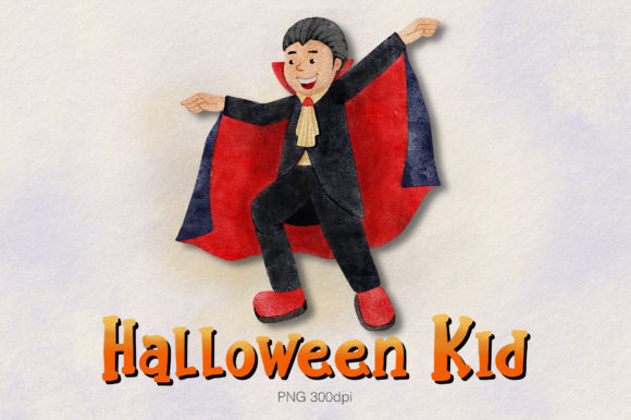Watercolor Halloween Kid Clipart Afbeelding Afdrukbare Illustraties Door MinMin