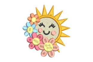 The Sun with Colorful Flowers · Creative Fabrica