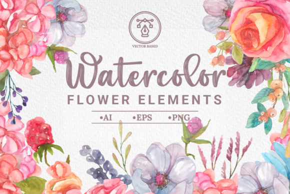Watercolor Flower Elements Clip Art Graphic by ian_2201 · Creative Fabrica