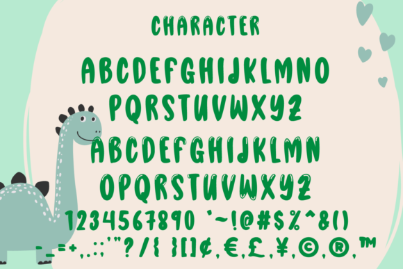 Chibi Dinosaur Font PNG with transparent background - Preview 4
