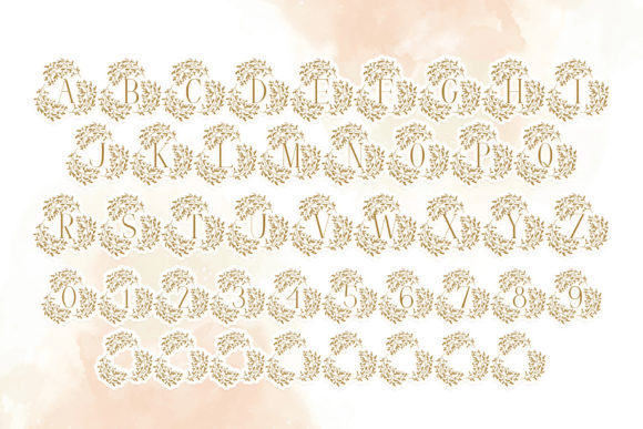 Petite Leaves Monogram Font PNG with transparent background - Preview 3