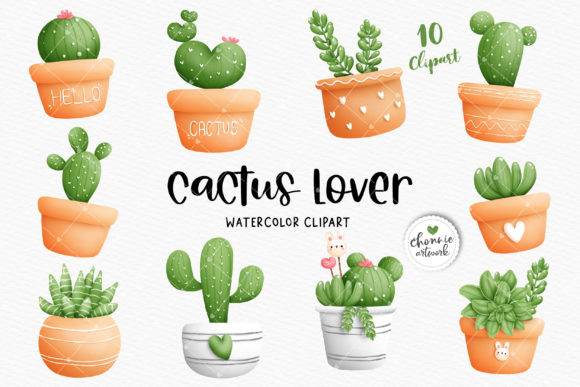 Watercolor Cactus, Succulent Clipart Graphic by Chonnieartwork  Creative  Fabrica