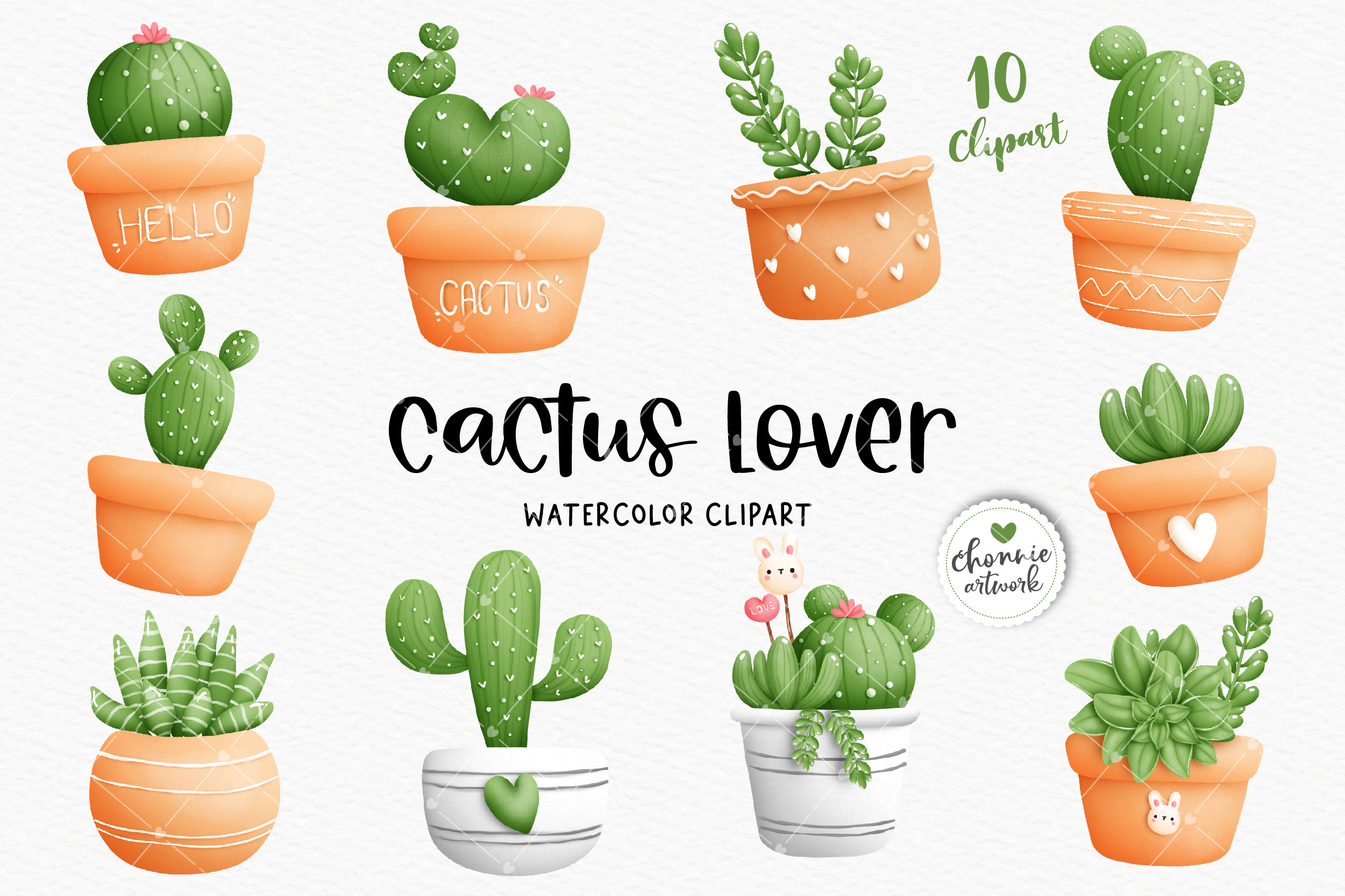 Watercolor Cactus, Succulent Clipart Graphic by Chonnieartwork  Creative  Fabrica