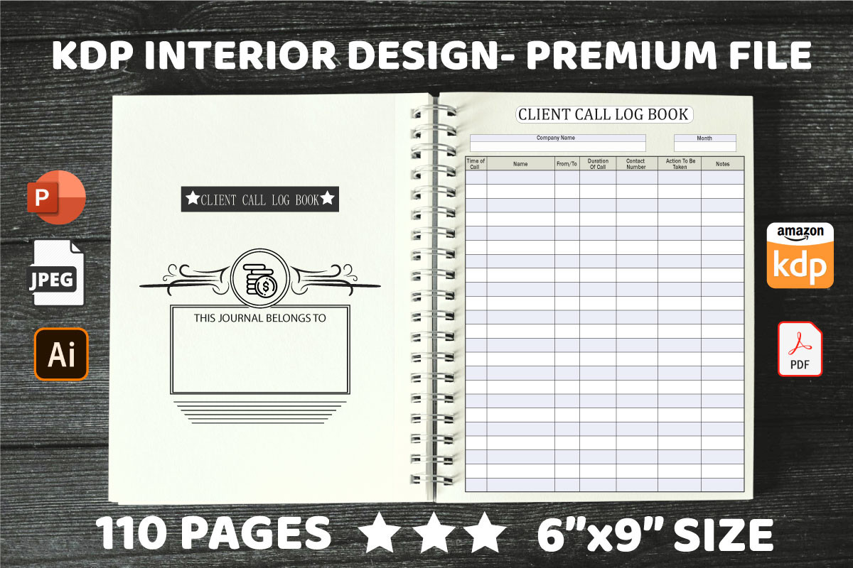 Kdp Interiors Client Call Log Book Graphic by ElimesherStudio ...