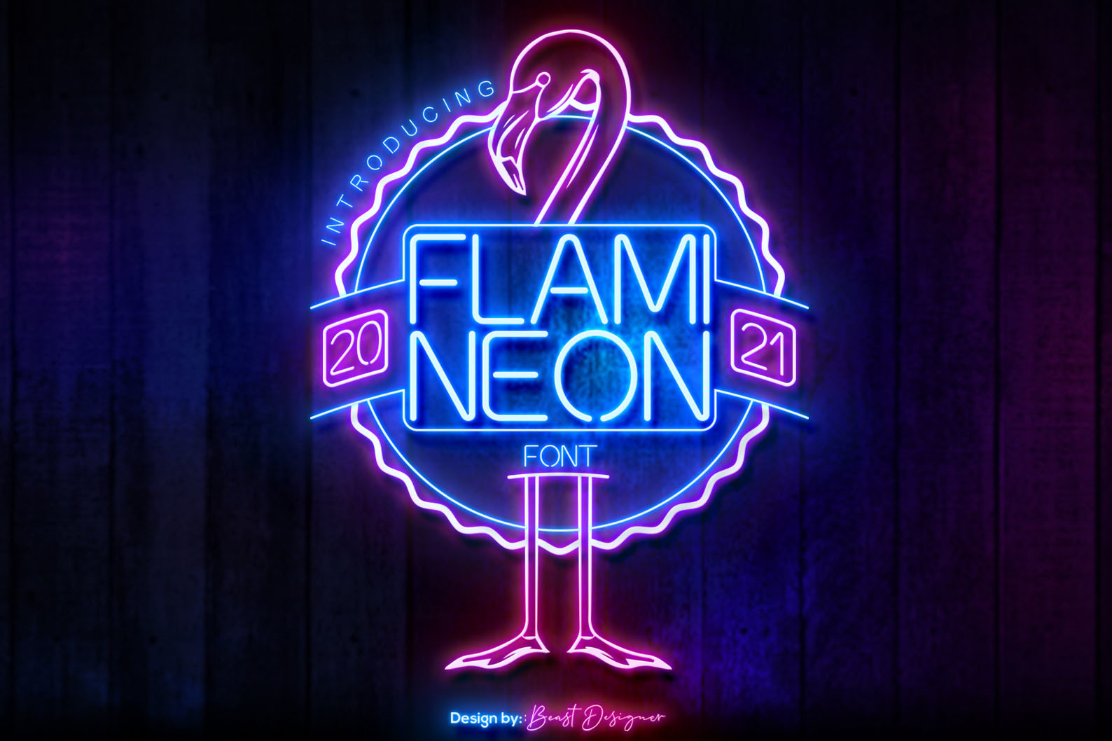 Flami Neon Font by Beast Designer retro sample