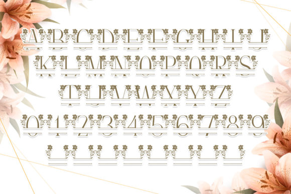 Beauty Lily Line Monogram Font PNG with transparent background - Preview 3