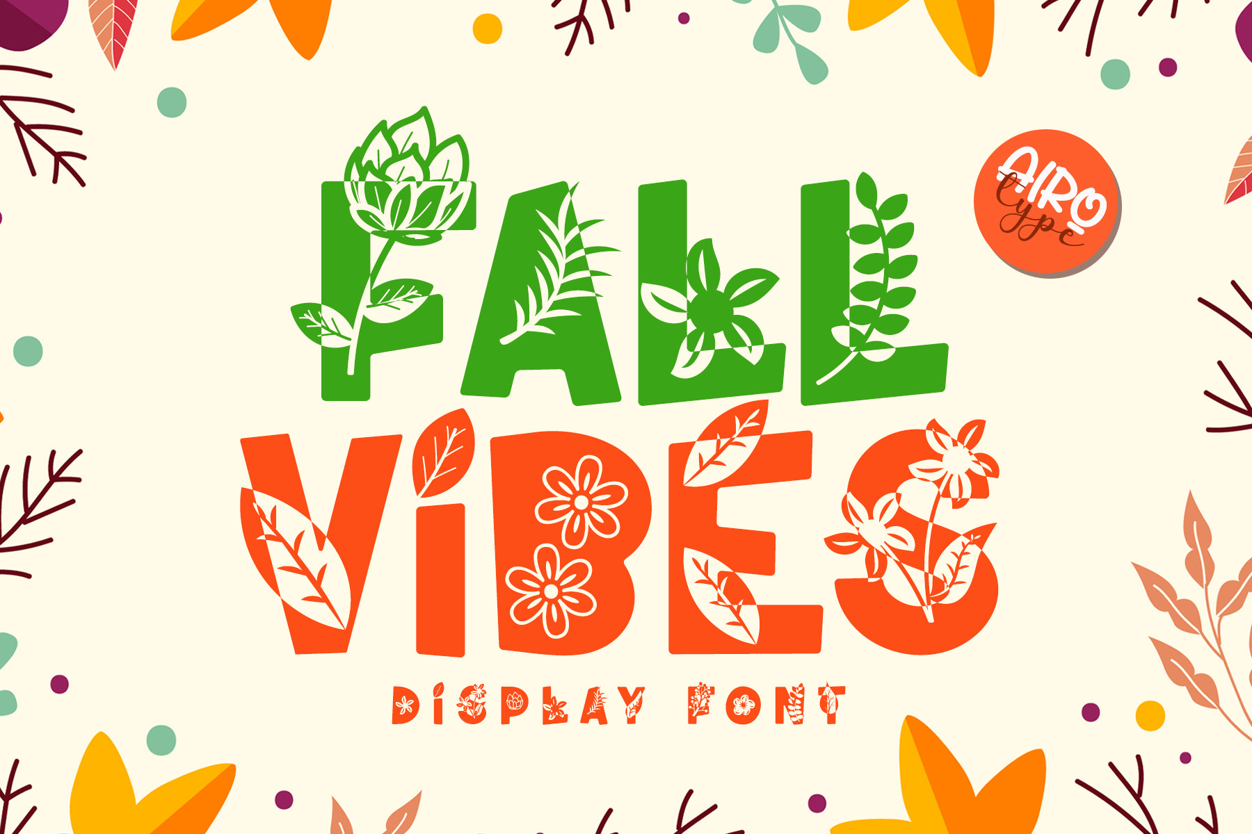 Fall Vibes hand-lettered font — casual autumn typeface for coffee shop chalkboards and lifestyle blogs