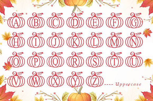 Pumpkin Monogram Font PNG with transparent background - Preview 3