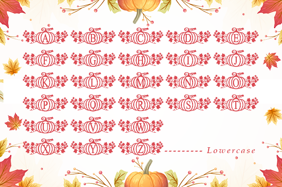Pumpkin Monogram Font PNG with transparent background - Preview 4