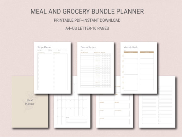 Editable Meal and Grocery Planner