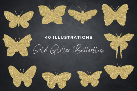 Gold Glitter Butterflies Collection