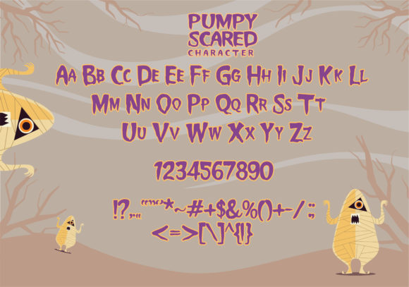 Pumpy Scared Font PNG with transparent background - Preview 1