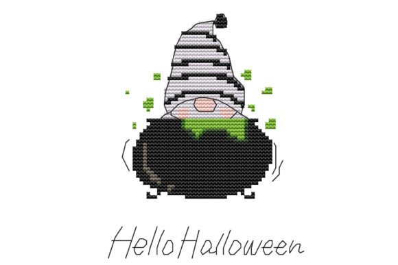 Gnome Cross Stitch Pattern for Halloween