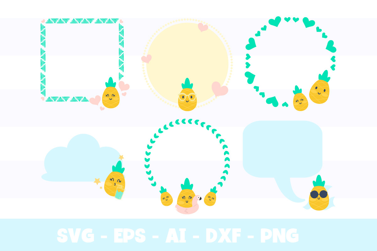 Cute Pineapple Frames Graphic by Firefly Designs · Creative Fabrica