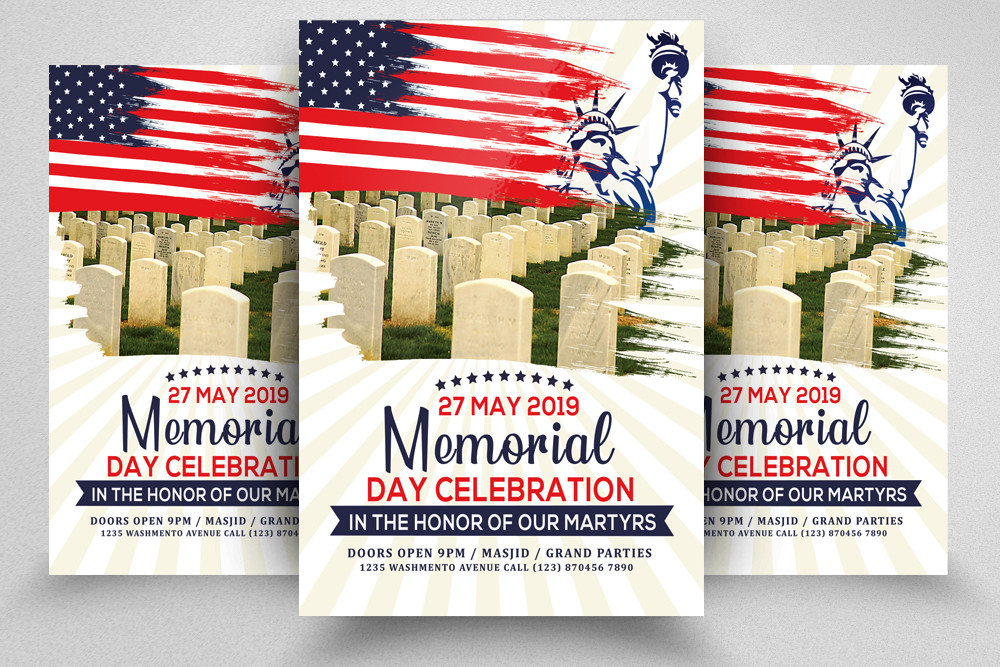 Memorial Day Flyer Template Graphic by Leza Sam · Creative Fabrica