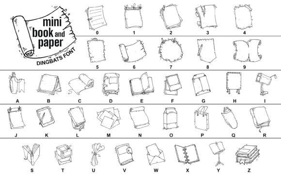 Mini Book and Paper Font PNG with transparent background - Preview 1