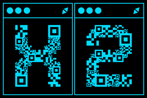 MultiType Glitch QR Code Font PNG with transparent background - Preview 6