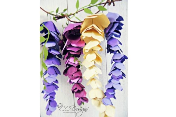 Hanging Wisteria Paper Flower Templates  Creative Fabrica