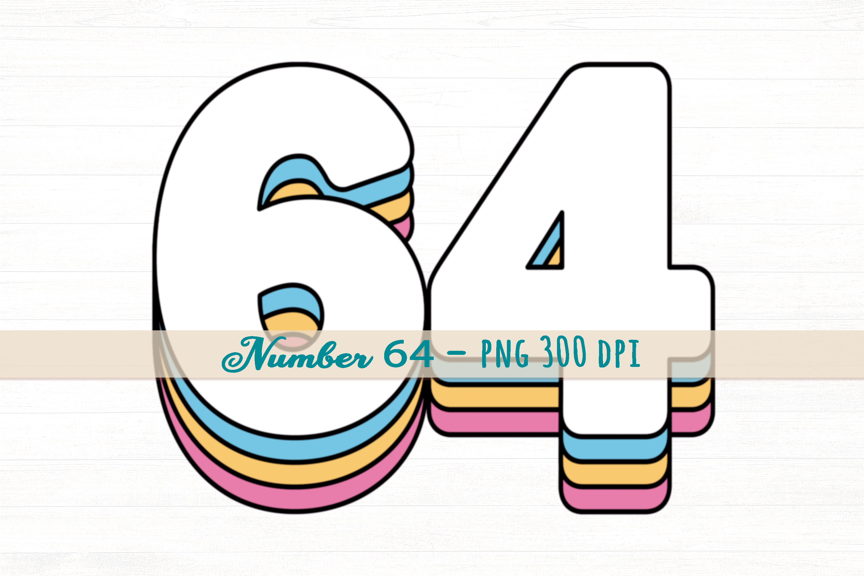 Number 64 Years Birthday Party Rainbow Graphic by HappyDesigns ...